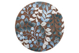5' Brown Botanical Leaves Round Rug