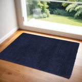 3' X 4' Blue Shag Distressed Area Rug