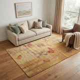 5' X 7' Beige Red And Orange Floral Area Rug