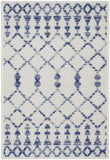 2' X 3' Ivory and Blue Geometric Area Rug