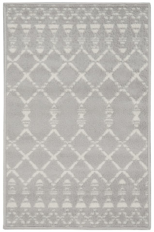 2' X 3' Gray and Ivory Geometric Area Rug