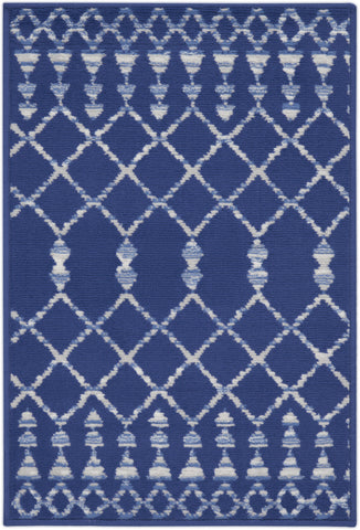 2' X 3' Navy Blue and Ivory Geometric Area Rug