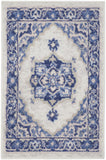 2' X 3' Blue and Ivory Floral Medallion Area Rug