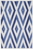 2' X 3' Ivory and Blue Geometric Area Rug