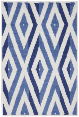 2' X 3' Ivory and Blue Geometric Area Rug