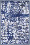 2' X 3' Ivory and Navy Blue Abstract Area Rug