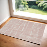 2' X 3' Pink and Ivory Abstract Area Rug