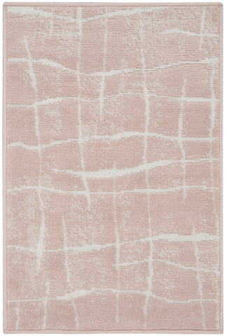 2' X 3' Pink and Ivory Abstract Area Rug