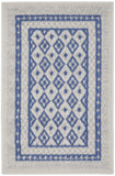 2' X 3' Ivory and Blue Geometric Distressed Area Rug