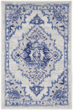 2' X 3' Ivory Blue and Gray Floral Medallion Area Rug
