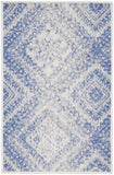 2' X 3' Ivory and Blue Geometric Distressed Area Rug