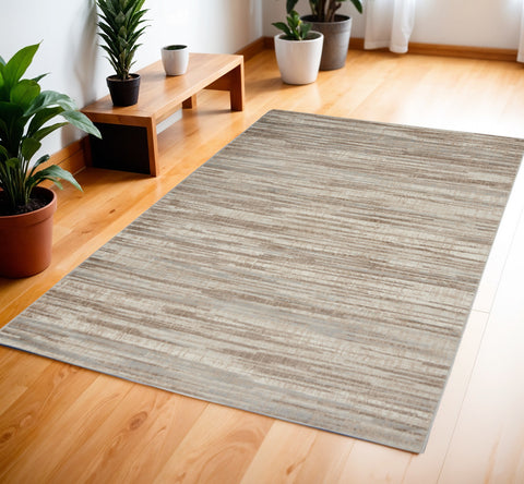 4' X 6' Ivory and Gray Abstract Non Skid Area Rug