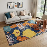 5' X 7' Blue Floral Power Loom Area Rug