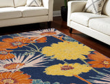 8' X 10' Blue Floral Power Loom Area Rug