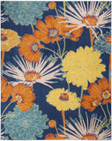 8' X 10' Blue Floral Power Loom Area Rug