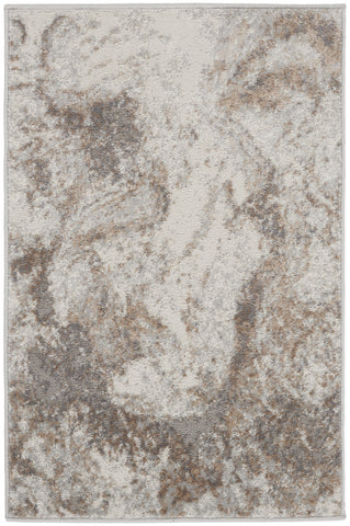 2' X 3' Ivory and Gray Abstract Non Skid Area Rug