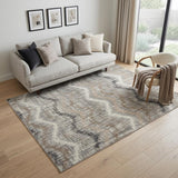 5' X 7' Ivory Gray and Brown Chevron Non Skid Area Rug
