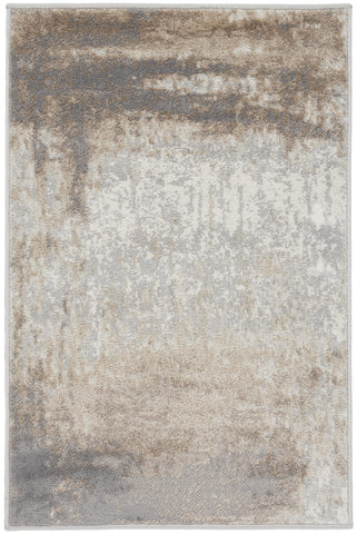 2' X 3' Gray and Ivory Abstract Non Skid Area Rug