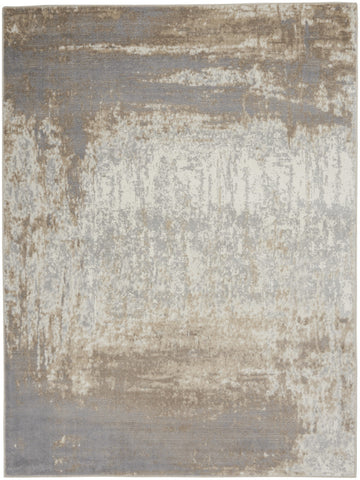5' X 7' Gray and Ivory Abstract Non Skid Area Rug