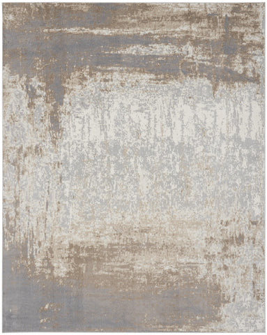 8' X 10' Gray and Ivory Abstract Non Skid Area Rug