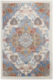 2' X 3' Ivory Blue and Orange Floral Non Skid Area Rug