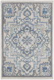 2' X 3' Ivory Blue and Gray Floral Non Skid Area Rug