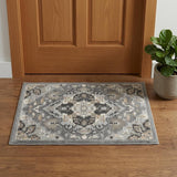 2' X 3' Black and Gray Floral Non Skid Area Rug