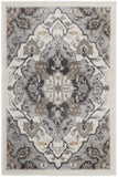 2' X 3' Ivory Black and Gray Floral Non Skid Area Rug