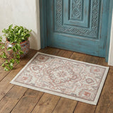 2' X 3' Ivory and Red Floral Non Skid Area Rug