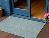 3' X 5' Aqua And Ivory Indoor Outdoor Area Rug