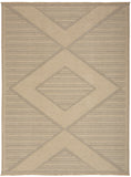 5' X 7' Natural And Beige Geometric Flatweave Non Skid Area Rug With Fringe