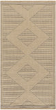 2' X 4' Natural And Beige Geometric Flatweave Non Skid Area Rug With Fringe