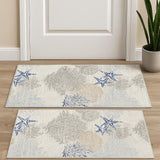 2' X 3' Ivory Blue And Gray Area Rug