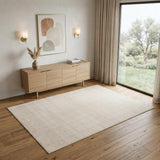 4' X 6' Cream And Ivory Geometric Area Rug
