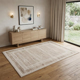 4' X 6' Ivory And Brown Geometric Area Rug