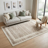 5' X 7' Ivory And Brown Geometric Area Rug