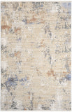 3' X 4' Beige Teal Blue and Gray Abstract Area Rug With Fringe