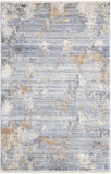 3' X 4' Beige Blue and Gray Abstract Area Rug With Fringe