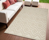 4' X 6' Cream And Beige Geometric Indoor Outdoor Area Rug