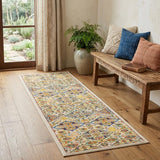 6' Ivory Floral Runner Rug