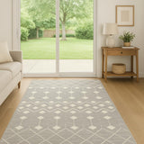 6' Gray And Ivory Moroccan Runner Rug