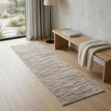 6' Ivory and Gray Abstract Non Skid Runner Rug