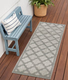 6' Silver And Gray Geometric Indoor Outdoor Area Rug