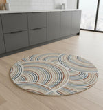 5' Ivory Abstract Round Rug