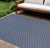 8' X 10' Blue And Beige Geometric Indoor Outdoor Area Rug