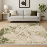 7' X 9' Green Abstract Area Rug