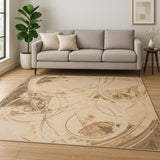 7' X 9' Beige Abstract Area Rug