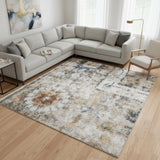 7' X 9' Gray Floral Distressed Area Rug