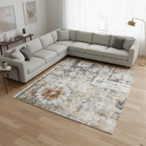 8' X 10' Gray Floral Distressed Area Rug