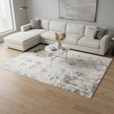 7' X 9' Gray Floral Distressed Area Rug